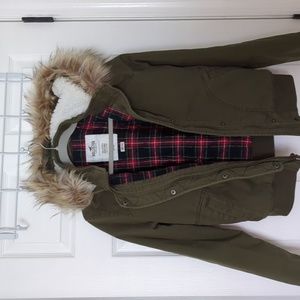 Hollister hooded flannel lined short parka